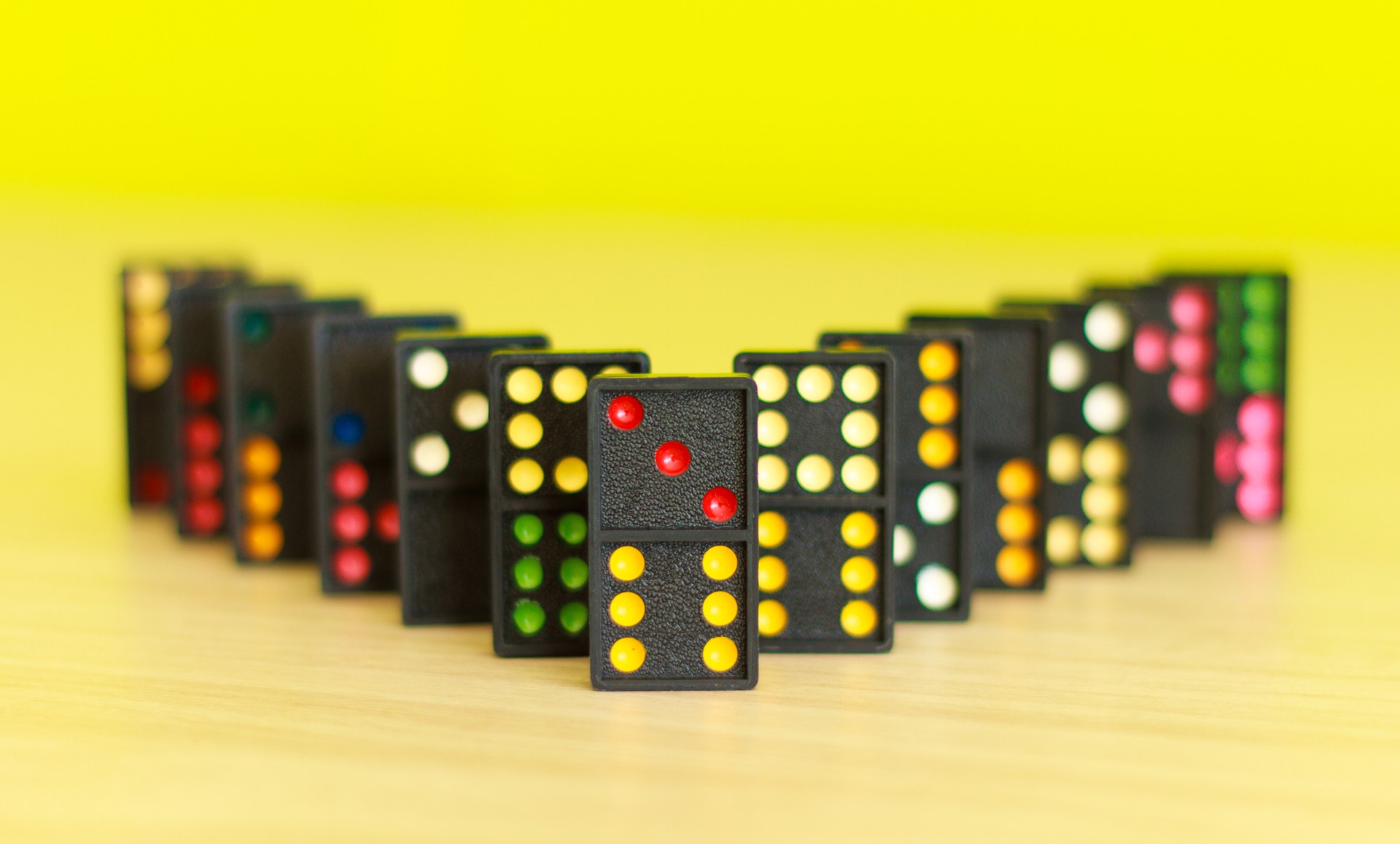 Dominoes on table